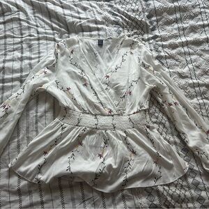 SHEIN White Floral Embroidered Blouse